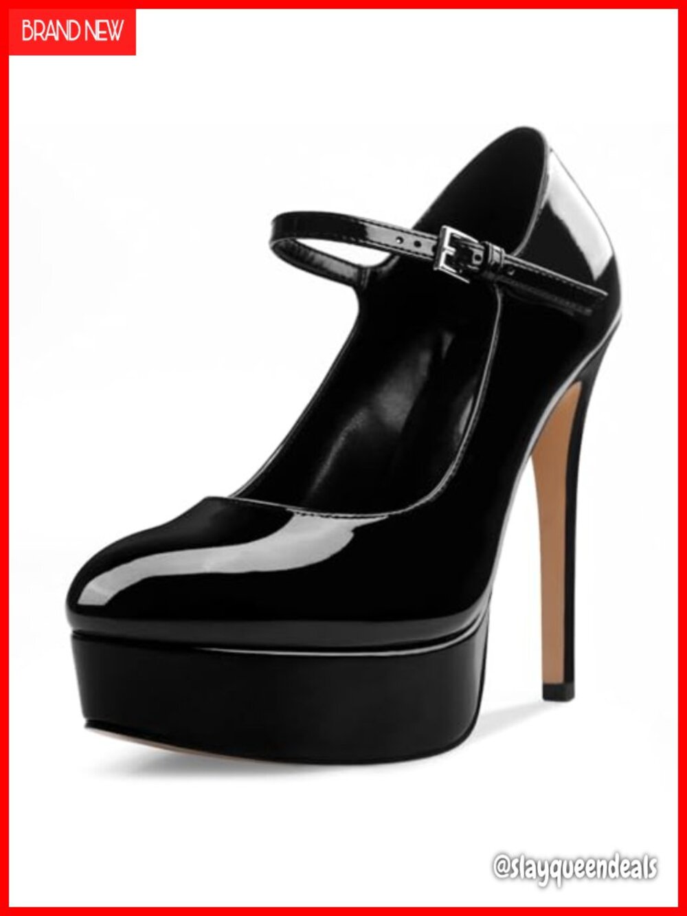 Women's Platform Stiletto Heels Closed Round Toe Mary Jane Strap Pumps 5.3in